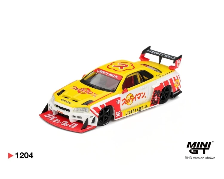 Mini GT #1204 Nissan LB-ER34 Super Silhouette Skyline Suppaiman Okinawa MGT01204