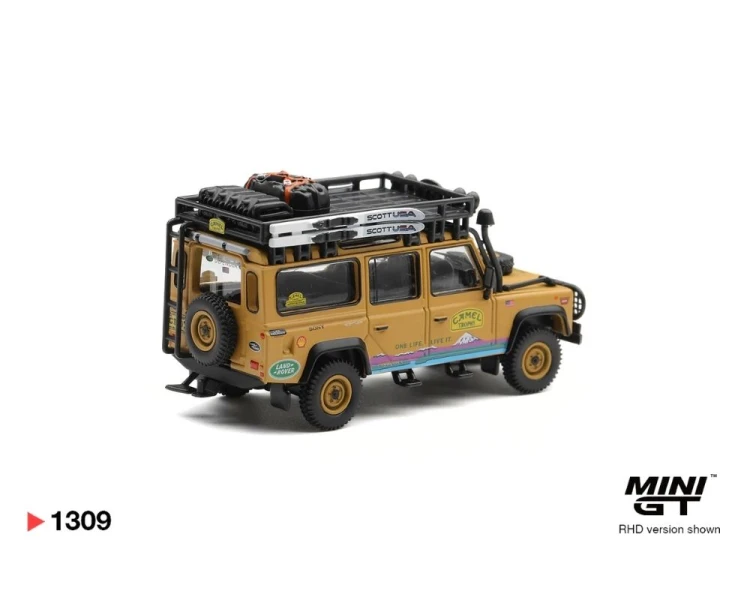 Mini GT #1309 Land Rover Defender 110 1998 Camel Trophy Tierra del Fuego CT.10 USA MGT01309