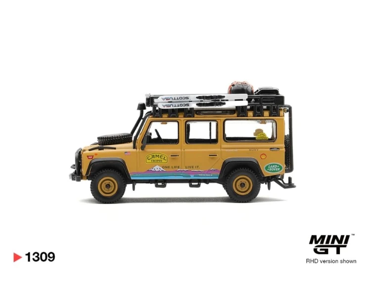 Mini GT #1309 Land Rover Defender 110 1998 Camel Trophy Tierra del Fuego CT.10 USA MGT01309