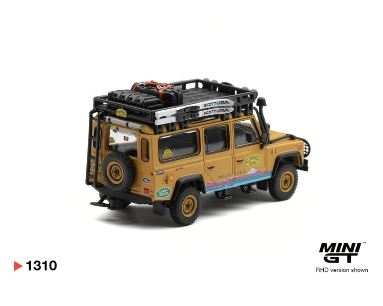 Mini GT #1310 Land Rover Defender 110 1998 Camel Trophy Tierra del Fuego CT.36 Romania MGT01310