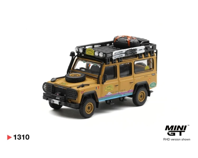 Mini GT #1310 Land Rover Defender 110 1998 Camel Trophy Tierra del Fuego CT.36 Romania MGT01310