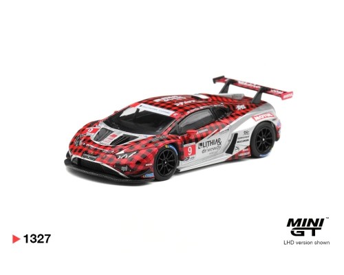 Mini GT #1327 Lamborghini Huracan GT3 EVO2 #9 Pfaff Motorsports Weathertech GTD Pro MGT01327
