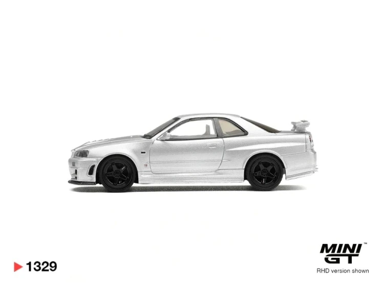 Mini GT #1329 Nissan Skyline GT-R R34 Z-Tune Silver Metallic MGT01329