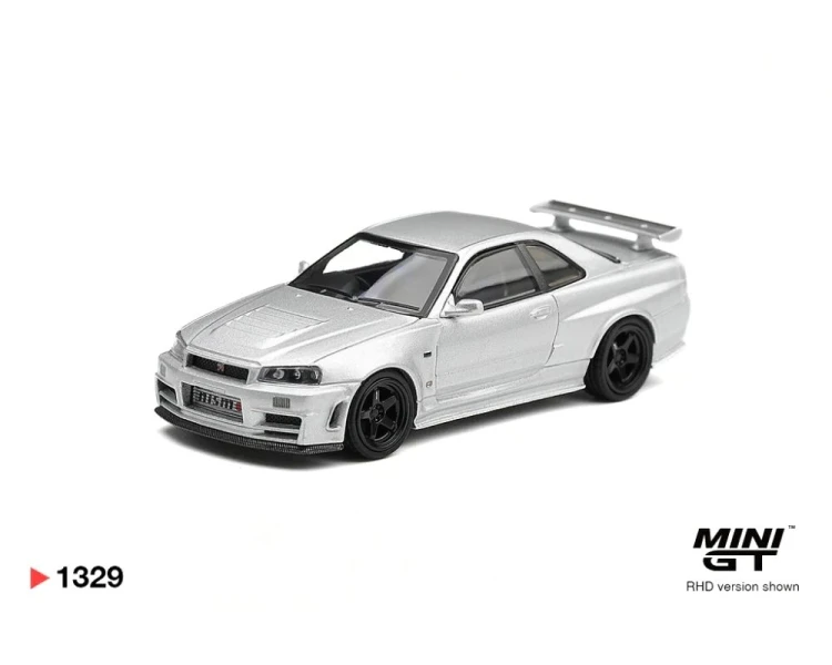 Mini GT #1329 Nissan Skyline GT-R R34 Z-Tune Silver Metallic MGT01329