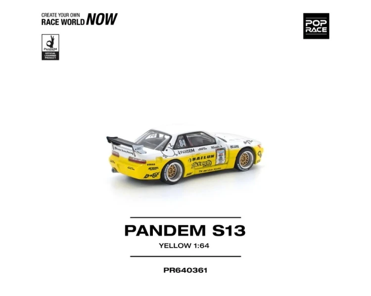 Pop Race Pandem Nissan Silvia S13 D1 Yellow White PR640361