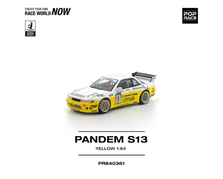 Pop Race Pandem Nissan Silvia S13 D1 Yellow White PR640361