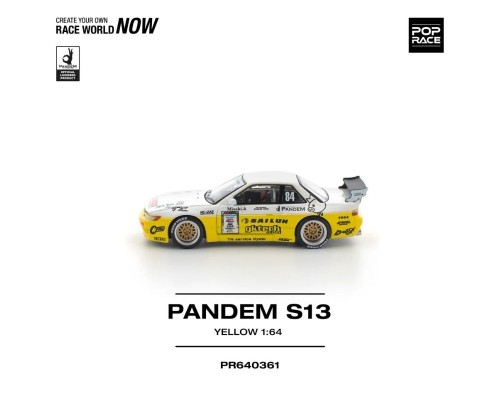 Pop Race Pandem Nissan Silvia S13 D1 Yellow White PR640361
