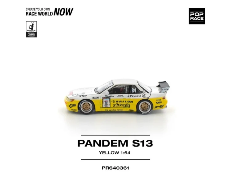 Pop Race Pandem Nissan Silvia S13 D1 Yellow White PR640361