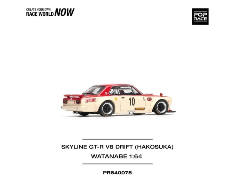 Pop Race Nissan Skyline GT-R V8 Drift Hakosuka Watanabe Cream Red PR640075