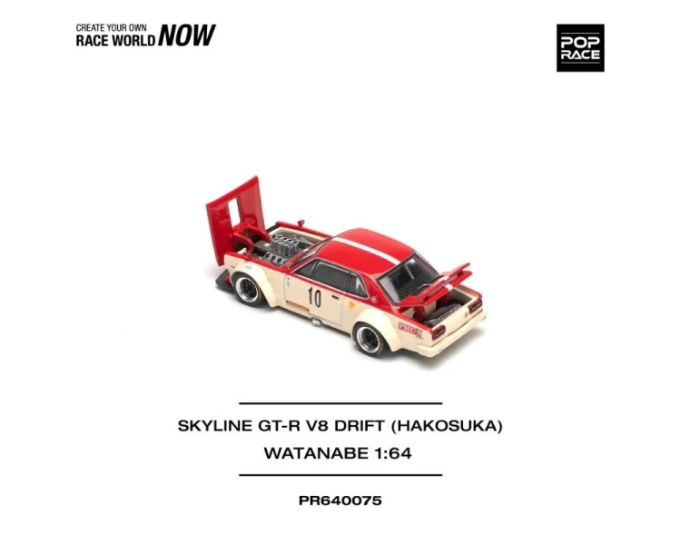 Pop Race Nissan Skyline GT-R V8 Drift Hakosuka Watanabe Cream Red PR640075
