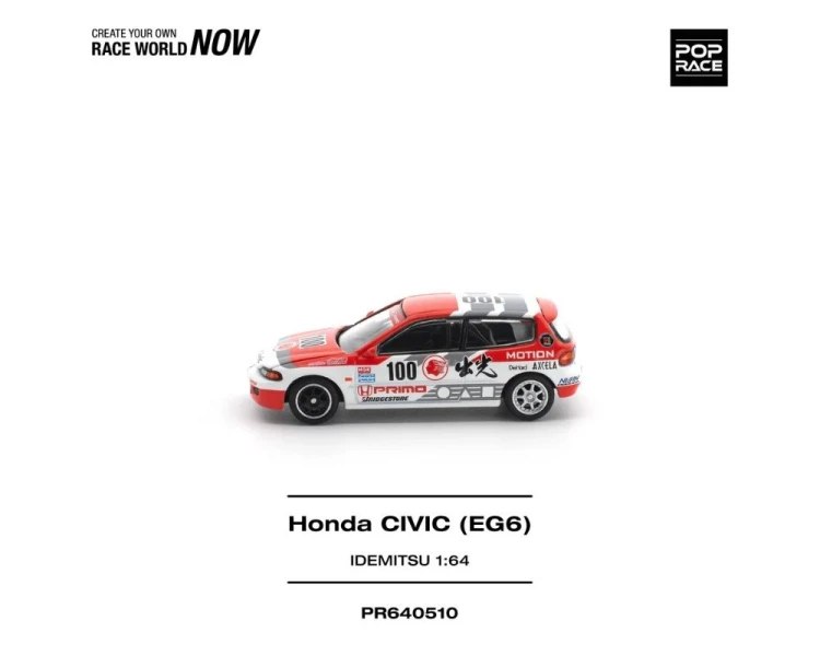 Pop Race Honda Civic EG6 Idemitsu Motion Infinite White Red PR640510