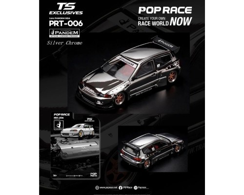 Pop Race Pandem Honda Civic EG6 Tokyo Station Exclusives Silver Chrome PRT006