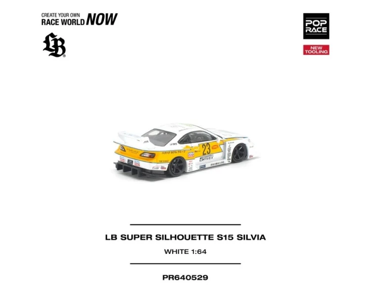 Pop Race LB Super Silhouette Nissan S15 Silvia White Orange PR640529