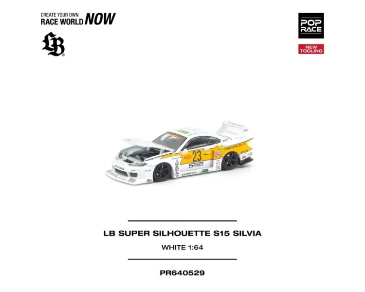 Pop Race LB Super Silhouette Nissan S15 Silvia White Orange PR640529