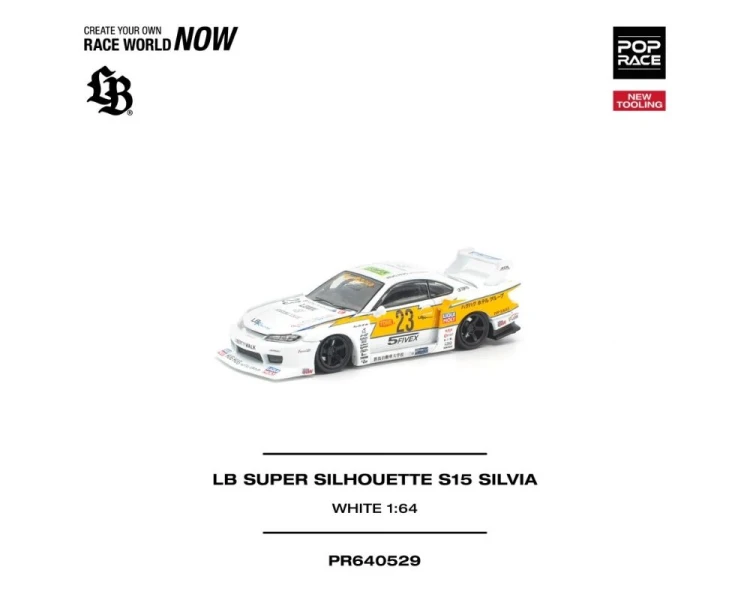 Pop Race LB Super Silhouette Nissan S15 Silvia White Orange PR640529