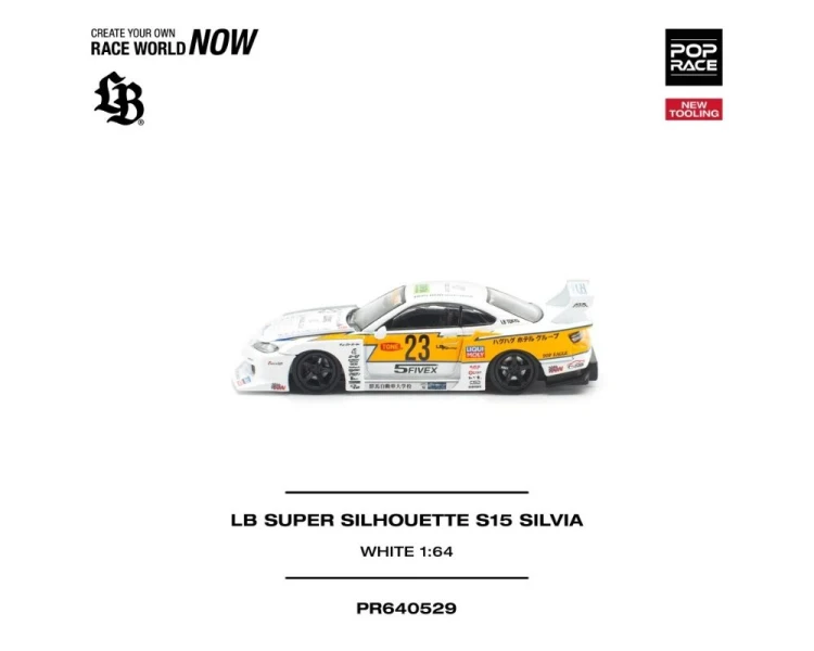 Pop Race LB Super Silhouette Nissan S15 Silvia White Orange PR640529