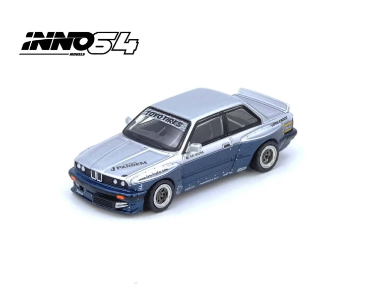 Inno64 Pandem Rocket Bunny BMW M3 E30 Silver Blue IN64-E30P-SILBLU