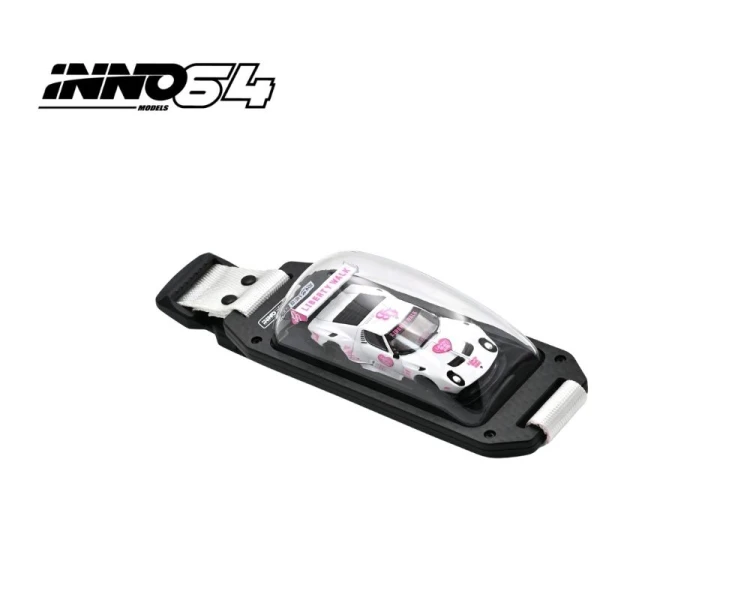 Inno64 x DStands LB-Silhouette Works Lamborghini Miura GT White Pink IN64-DSTANS-LB-MIURA-0