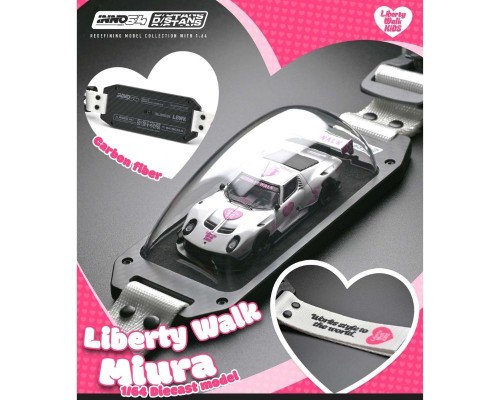 Inno64 x DStands LB-Silhouette Works Lamborghini Miura GT White Pink IN64-DSTANS-LB-MIURA-0