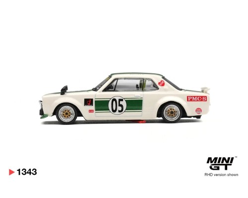 Mini GT #1343 Nissan Skyline GT-R KPGC10 LB-Works Hakosuka White Green MGT01343