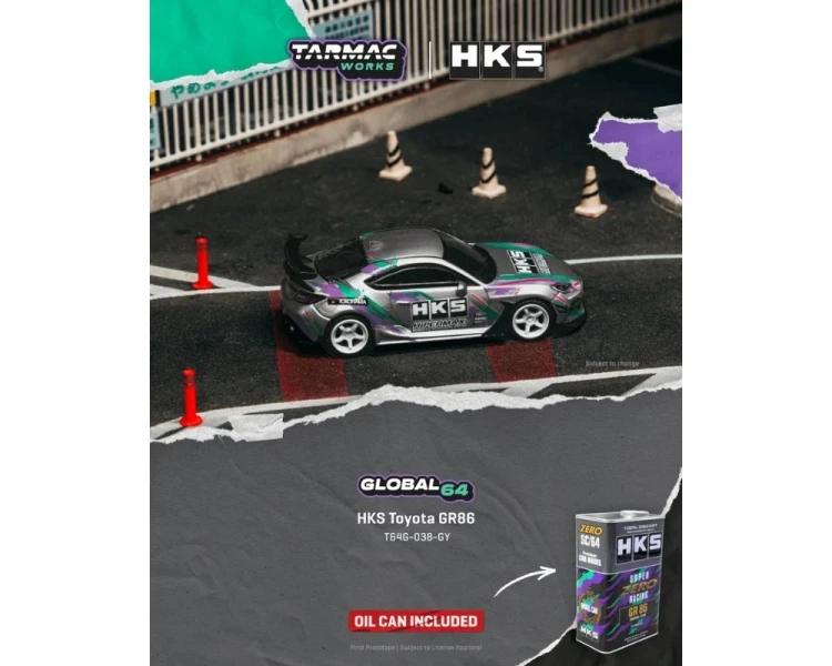 Tarmac Works Toyota GR86 in HKS Limited Tin Can T64G-038-GY