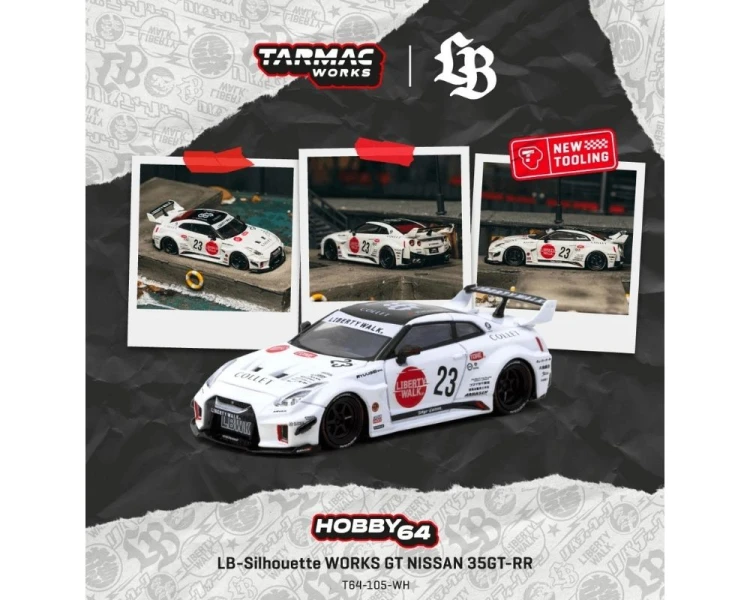 Tarmac Works Nissan GT-R R35 LB-Silhouette Works #23 White T64-105-WH