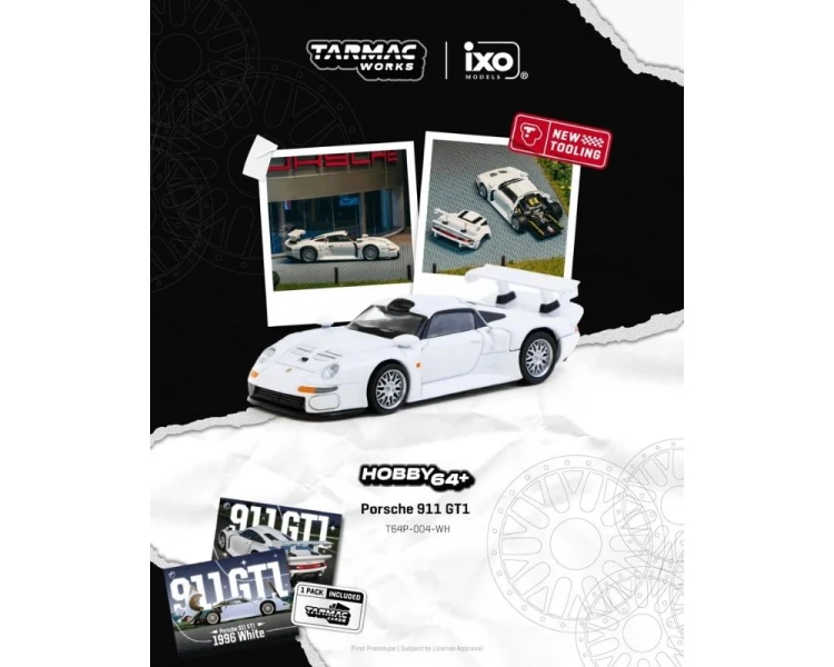 Tarmac Works Porsche 911 GT1 White T64P-004-WH