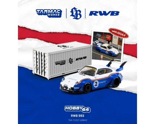 Tarmac Works Porsche RWB 993 #2 Liberty Walk Blue White T64-TL017-LBWK2