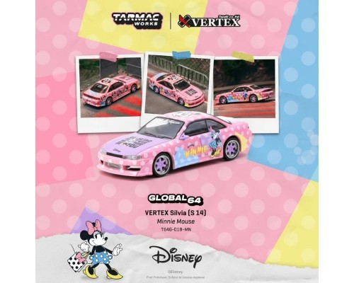 Tarmac Works Vertex Nissan Silvia S14 Minnie Mouse T64G-018-MN