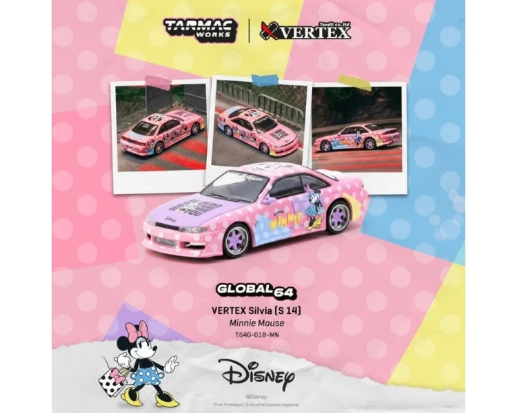 Tarmac Works Vertex Nissan Silvia S14 Minnie Mouse T64G-018-MN