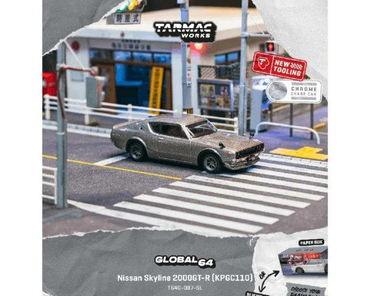 Tarmac Works Nissan Skyline 2000GT-R KPGC1100 Silver T64G-087-SL