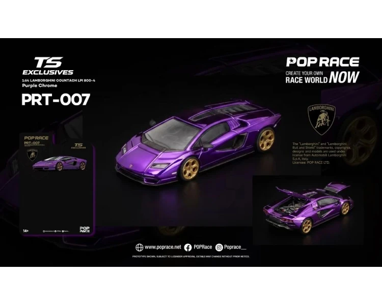 Pop Race Lamborghini Countach LPI 800-4 Tokyo Station Exclusives Purple Chrome PRT007