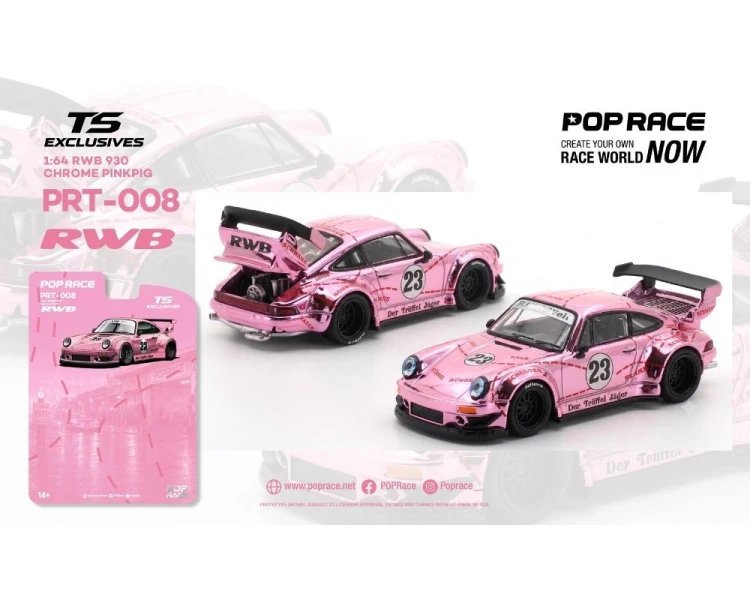 Pop Race Porsche RWB 930 Tokyo Station Exclusives Pink Chrome PRT008