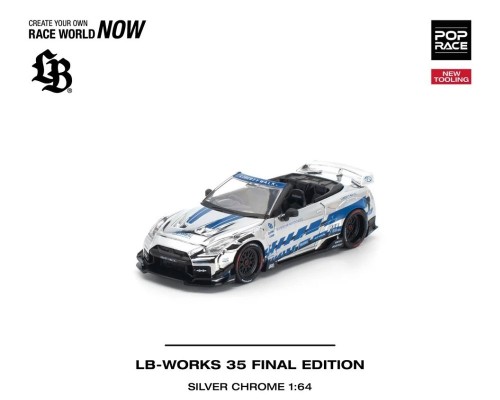 Pop Race LB-Works Nissan GR-R R35 Final Edition Silver Blue Chrome PR640589