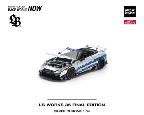 Pop Race LB-Works Nissan GR-R R35 Final Edition Silver Blue Chrome PR640589