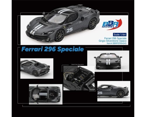 BBR Models Ferrari 296 Speciale Grigio Silverstone Opaco BBRFER64043