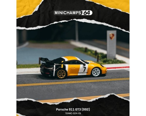 Tarmac Works Porsche 911 (992) GT3 Black Yellow T64MC-024-YB