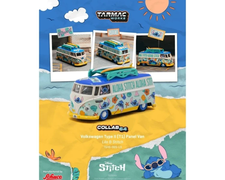 Tarmac Works Volkswagen Transporter T1 Panel Van Lilo &amp; Stitch T64S-005-LS