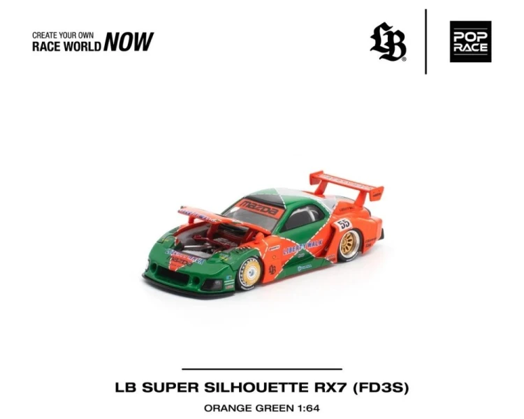 Pop Race LB Super Silhouette Mazda RX7 FD3S Orange Green PR640537