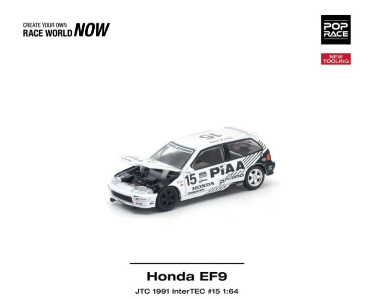 Pop Race Honda Civic EF9 #15 JTC InterTEC White Black PR640553