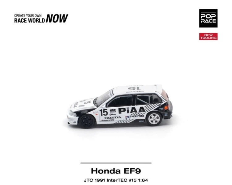 Pop Race Honda Civic EF9 #15 JTC InterTEC White Black PR640553