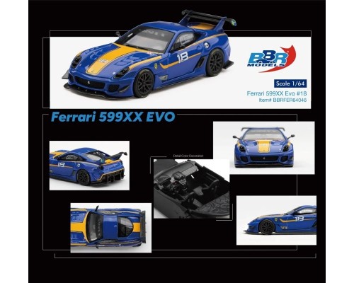 BBR Models Ferrari 599XX Evo #18 Blue Yellow BBRFER64046