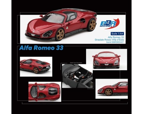 BBR Models Alfa Romeo 33 Stradale Rosso Villa d'Este BBRDIE6427