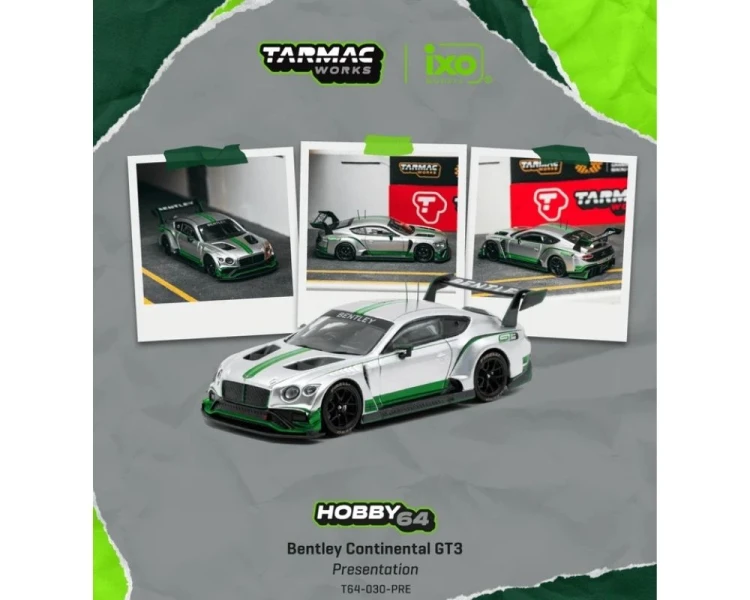 Tarmac Works Bentley Continental GT3 Presentation Silver Green T64-030-PRE