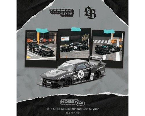 Tarmac Works LB-Kaido Works Nissan R32 Skyline Black T64-097-BLK