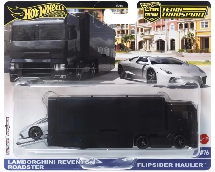 Hot Wheels Premium Team Transport #76 Lamborghini Reventón Roadster and Flipsider Hauler JBM31