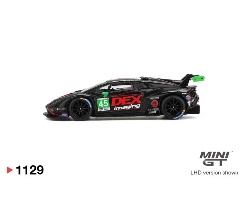 Mini GT #1129 Lamborghini Huracan GT3 EVO2 #45 DEX Imaging 2024 IMSA Daytona 24 Hrs MGT01129