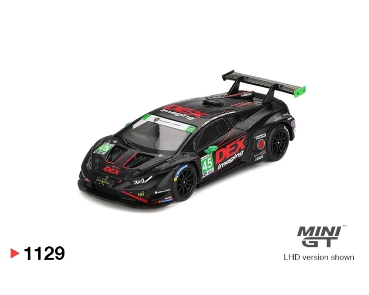 Mini GT #1129 Lamborghini Huracan GT3 EVO2 #45 DEX Imaging 2024 IMSA Daytona 24 Hrs MGT01129