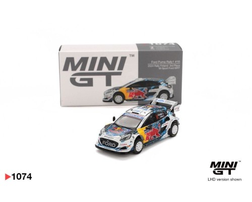 Mini GT #1074 Ford Puma Rally1 #16 M-Sport Ford WRT 2024 Rally Finland 3rd Place MGT01074
