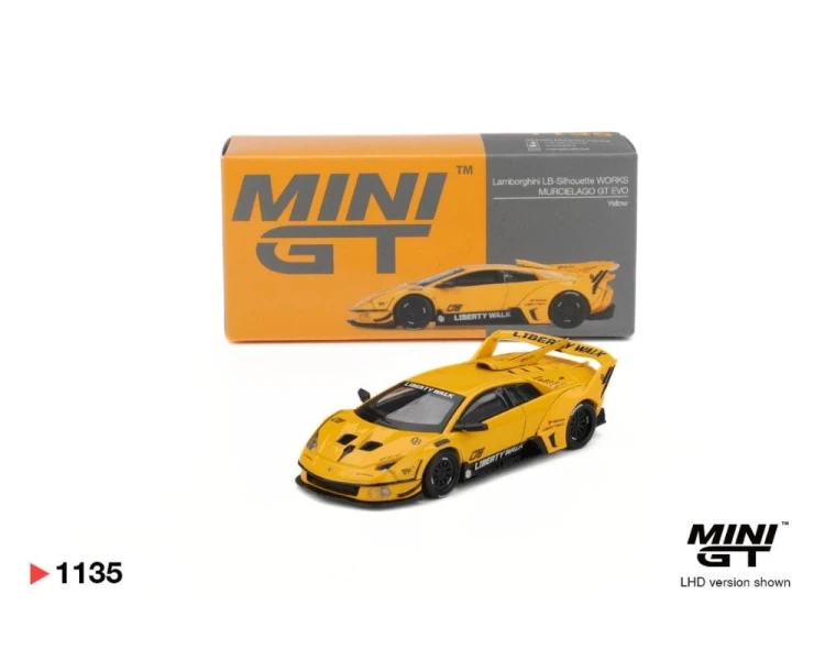Mini GT #1135 Lamborghini LB-Silhouette Works Murcielago GT Evo Yellow MGT01135